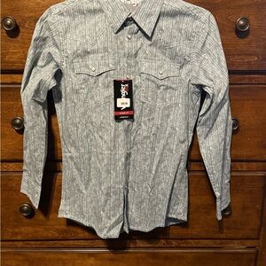 Wrangler Men's Casual Gray Striped Shirt